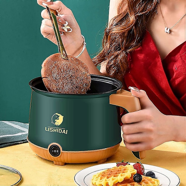 Elektrisk Gryta Mini Gryta Elektrisk Nudelgryta Elektrisk Gryta Ramen Gryta Multifunktionell Liten Non-stick Panna 1.8L (Vit)
