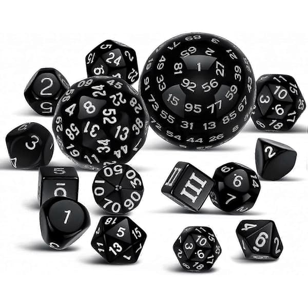 15 stykker komplet polyhedral DND-sæt D3-D100 sfærisk RPG-sæt, 100-siders sæt til rollespil på bordet