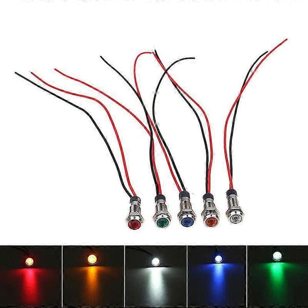 5x Bil Båt 12v-24v 6mm Led Indikatorlys Dash Dashbord Panel Varsellampe Hfmqv En storlek