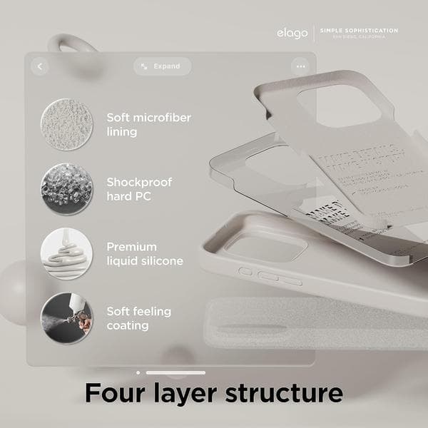 Flydende silikonecover, kompatibelt med iPhone 15 Pro cover, sten