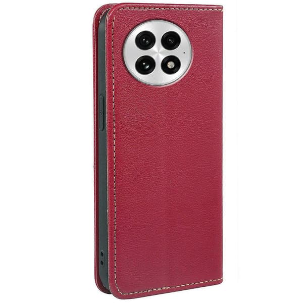 Plånboksfodral i Läder för OnePlus 13 med Stark Magnetisk Stängning Red