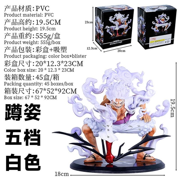 20cm Anime One Piece G5 Nika Luffy Figur Cns Sun God Fifth Gear Monkey D Luffy Dekoration Ornament Action Figurine Model Leksaker white with box