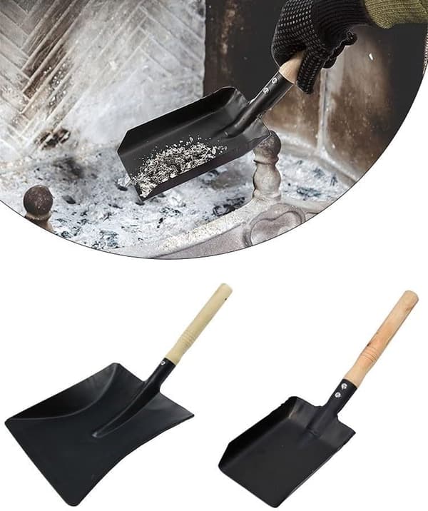 Eldstadsskopa, Trähandtag, Metallaskskopa, för Trädgård, Ugnar, Grillar