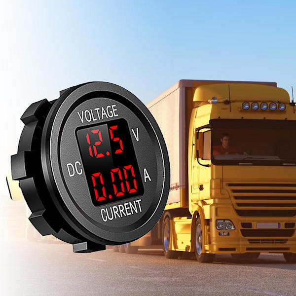 Digitalt voltmeter Amperemeter Universal Højpræcision Dual Led Display 12-24v Bilspændingsstrøm Monitorpanel til bil Green
