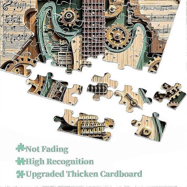 1000-bitars Steampunk Gitarr Pussel, Trendig Monteringsleksak för Hemunderhållning, Pussel för Vuxna Guitar Puzzle