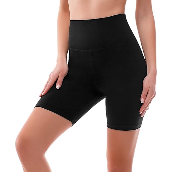 Højtaljede cykelshorts Damer - Mavekontrol smørbløde Biker Yoga Running Gym Black Workout Athletic Shorts