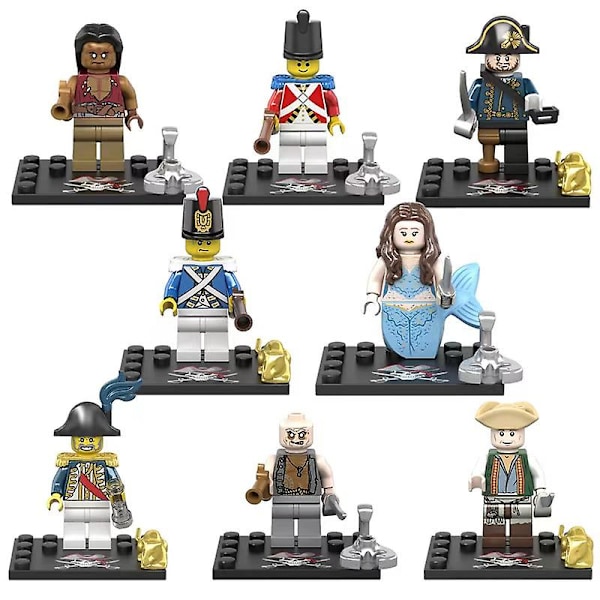 8 st/set Pirates of the Caribbean Actionfigurer Byggklossar Leksaker för Barn Fans Födelsedagspresenter