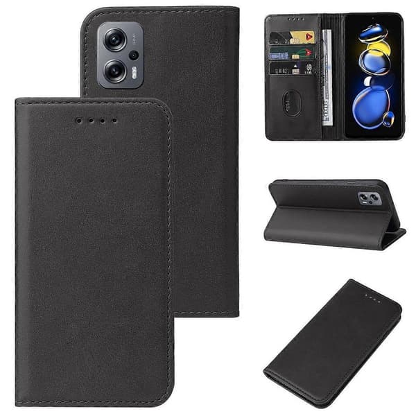 Magnetiskt Läderfodral för Xiaomi Redmi Note 11T Pro+ Black