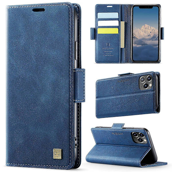 Retro Läder Plånboksfodral för iPhone 11 Pro Blue