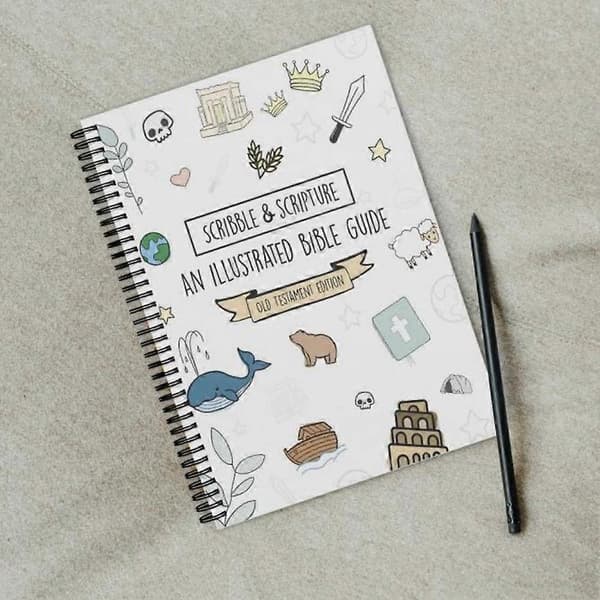 Studievejledning til Det Gamle Testamente, Scribble & Scripture Illustreret Bibelguide Notesblok, Sjov Visuel Læring for Alle Aldre