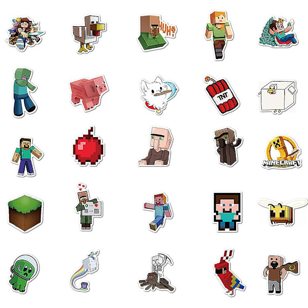 100 stk Minecraft Adventure Game Stickers Pack, Fargerike Vanntette Klistremerker for Vannflasker, Skateboards, Bærbar PC for Tenåringer Barn Voksne