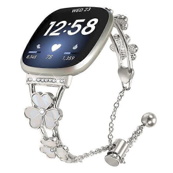 Kompatibel med Fitbit Versa 4 / Sense 2 Urrem Hjerte Kløver Zinklegering Metalrem MultiColor
