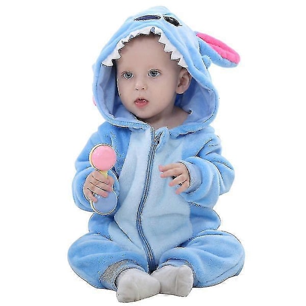 Unisex Baby Dyrekostyme Vinter Høst Flanell Hette Cosplay Jumpsuit Stitch 70