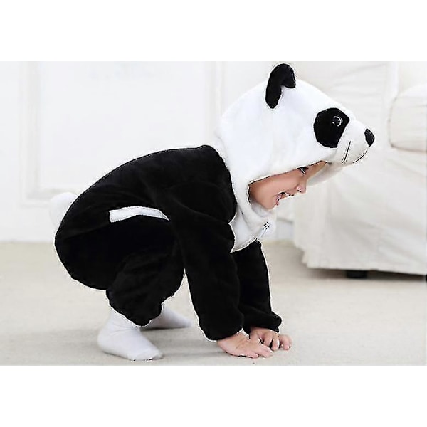 Unisex Baby Dyrekostyme Vinter Høst Flanell Hette Cosplay Jumpsuit Panda 90