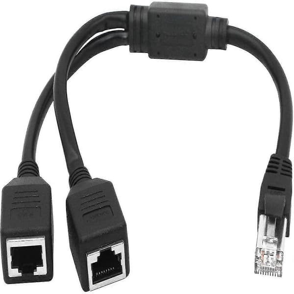 Ethernet Netværks Splitter, 1 Han til 2 Hun Y Adapter Kabel, Ethernet Forlænger Stik