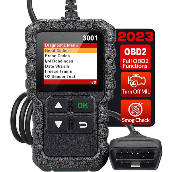 OBD2/EOBD-bilskanner for diagnostikk, les og slett motorfeil