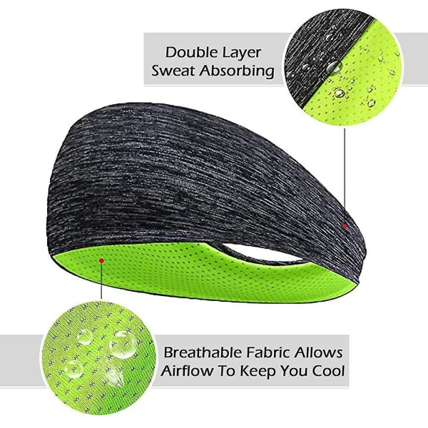 Sportpannband 3-pack, halkfri huvudband pannband, pannband, svettband Stretchy Wicking