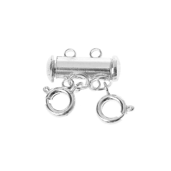 Smykkekoblinger Lagdelt halskjede lås magnetrør for stablebare halskjeder Silver 2