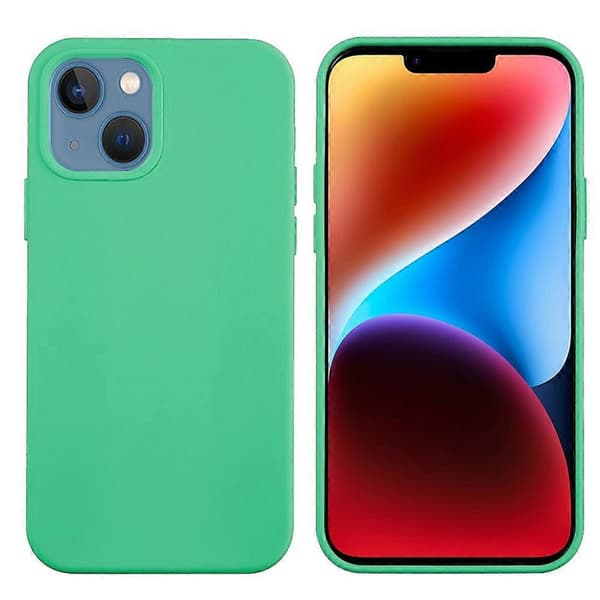 Ensfarvet silikone telefoncover til iPhone 15 Green For iPhone 15 Plus