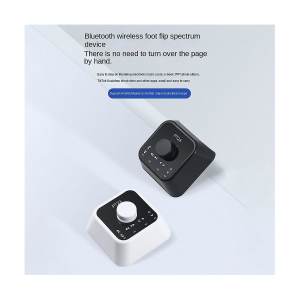 Trådløs Page Turner Pedal Oppladbar trådløs fotbryter for nettbrett Smartphone Elektronisk musikk Black