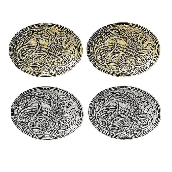 4 delar norrländsk medeltida Viking Symbol Brosch Oval Sjal Tröja Pin