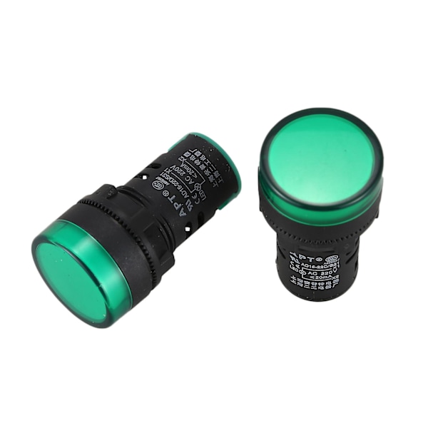 Sourcingmap 2 stk Ac220v Grøn Led Power Indikator Pilot Signal Lys Lampe 22mm Dia
