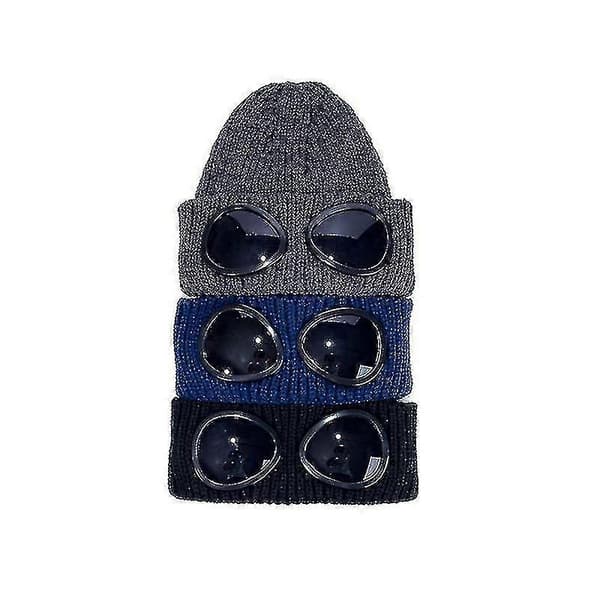 2022 016a Bomuldsstrikket Let Goggle Beanie Hat Dark gray