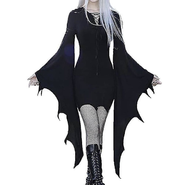 Lepakkohihainen Halloween Cosplay -asu puku naisille goottilainen Cosplay -asu asu M