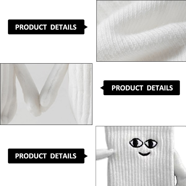 2 par par av par som håller händer strumpor, magnetiska roliga ägodelar White+Black