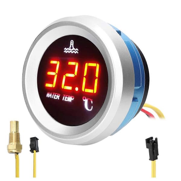 52mm Digital Vanntemperaturmåler for Biler med LED-skjerm 9-36V Sensor og Alarmfunksjon