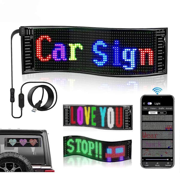 LED Matrix Pixel Panel Rullande Ljusa Reklamskyltar Flexibel USB 5V LED Bildekor Bluetooth Appkontroll För Bilbutik 7x17 CM