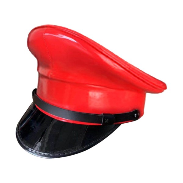 Kapten hatt tysk stil officer hatt kostym rekvisita konstläder armé hatt vakt hatt för nattklubb prestanda Halloween unisex Black 57