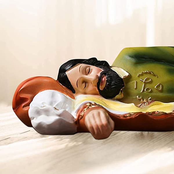 Sovande Sankt Josef Sankt Josef Sovande Helgonstaty Katolska Religiösa Gåvor Julkrubba Dekoration