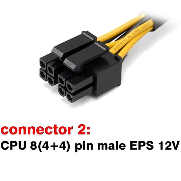 Atx 4-pins hunn-til hovedkort CPU 8(4+4)-pinners hann-eps 12v-konverter adapter forlengelseskabel flette Black