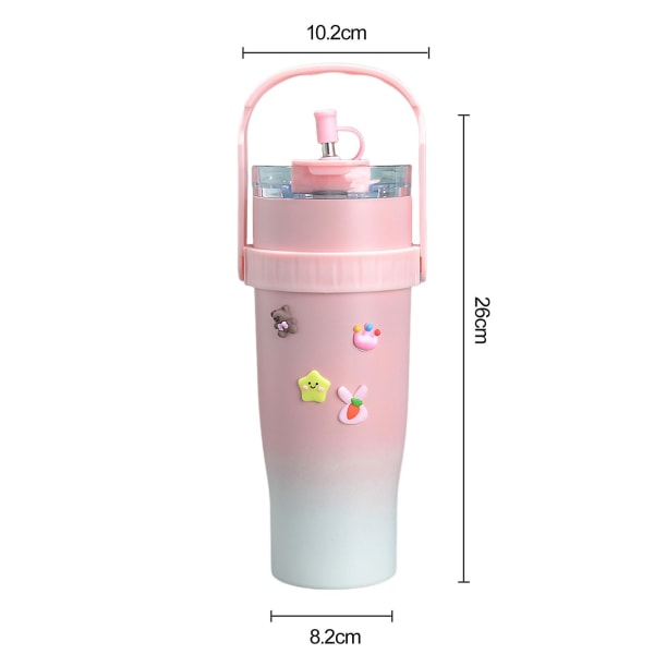 Tyuhe 1200ML Tumbler Cup Halmkop i rustfrit stål med lækagesikker isoleret vandflaske til hjemmekontorrejser Purple