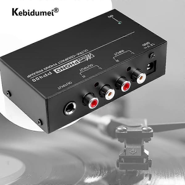 Phono-forforstærker med RCA- og 1/4 tomme TRS-grænseflader til pladespilleropsætning EU Plug