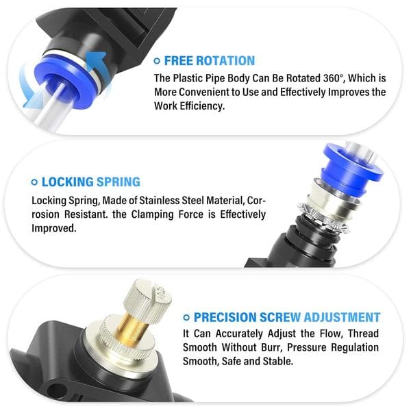 Luftflödeskontrollventil med Push-to-Connect-koppling - 6 mm rör OD x 6 mm rör OD SCF-6 (5-pack)