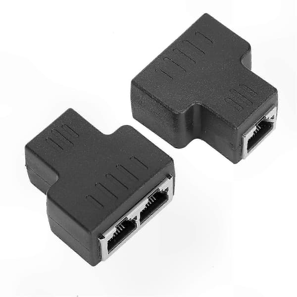 RJ45 hun til dobbelt han LAN-adapter, 1-ind 2-ud Ethernet-splitter, netværkskabel-forlængerforbinder