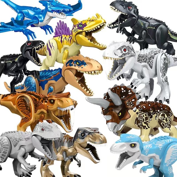 Jurassic Dinosaur Building Blocks T-rex Spinosaurus Triceratops Big Figures Blocks Barngåva Kuo ear dragon