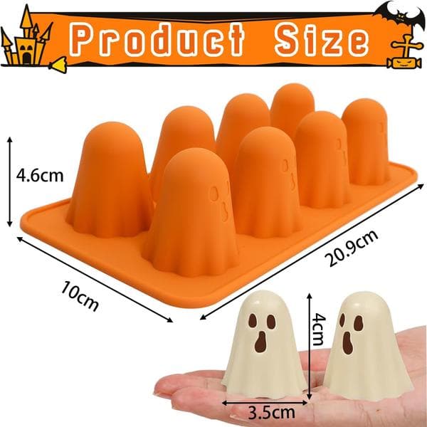 2 Dele Halloween Silikoneforme 3D Chokoladeforme, Non-stick, Spøgelse Silikoneforme til Bagning af Gelé, Slik, Budding, Chokolade, Isterninger