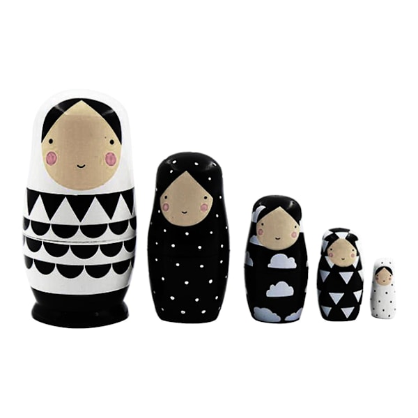 Loppumyynti Venäjän pinoaminen Puiset pesimänuket Matryoshka Set 5 kpl Multicolor