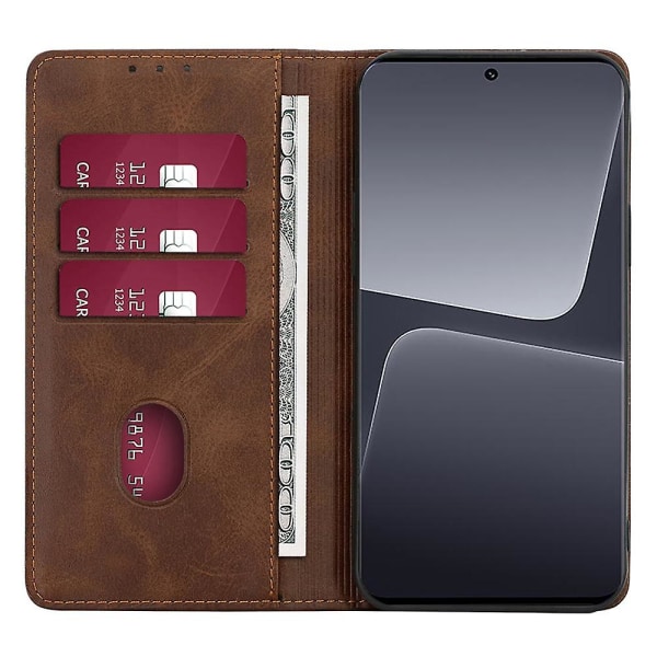 Phone case Xiaomi Poco F5 Pro 5G/Redmi K60 Pro 5G/K60 5G, Calf Wallet Stand cover Brown Style D Xiaomi Redmi K60 Pro 5
