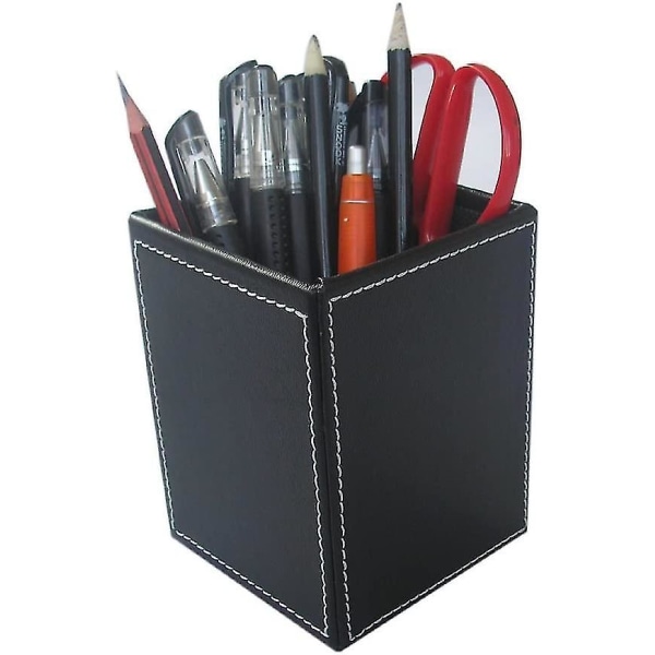 Klassisk pennhållare i konstläder (svart)