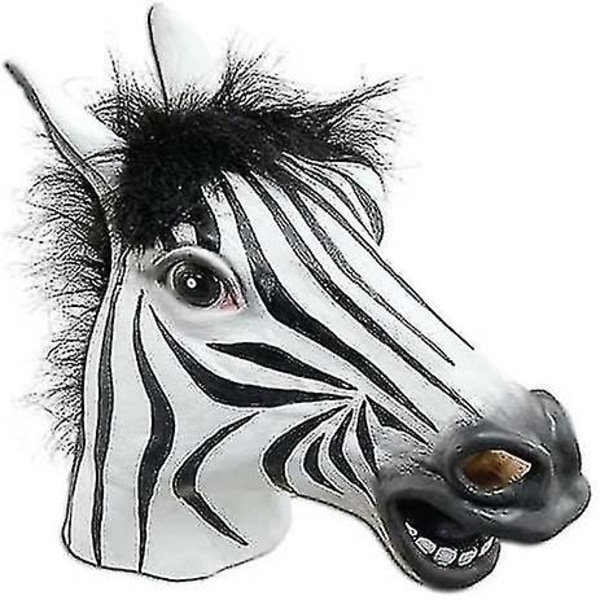 Full Head Zebra Maske Latex Dyr Skummel Halloween Cosplay Fest Kostyme, Gummi Masker