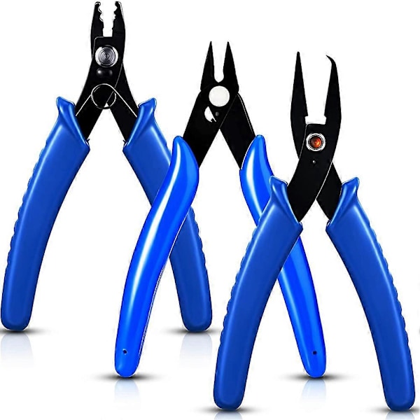 3 Pieces Split Ring Pliers, Bead Crimping Pliers, Jewelry Wire Cutter Jewelry Pliers Tool Jewelry M Blue  black