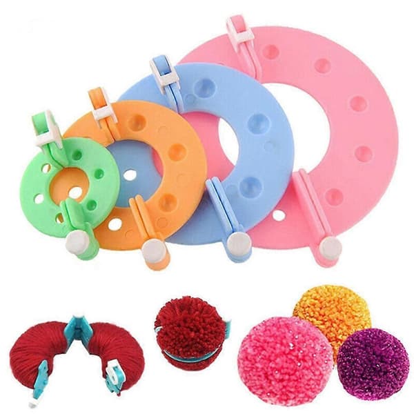 Pompom Maker 4-størrelse Pom Poms Bobble Maker Kit Strikkekuleverktøy