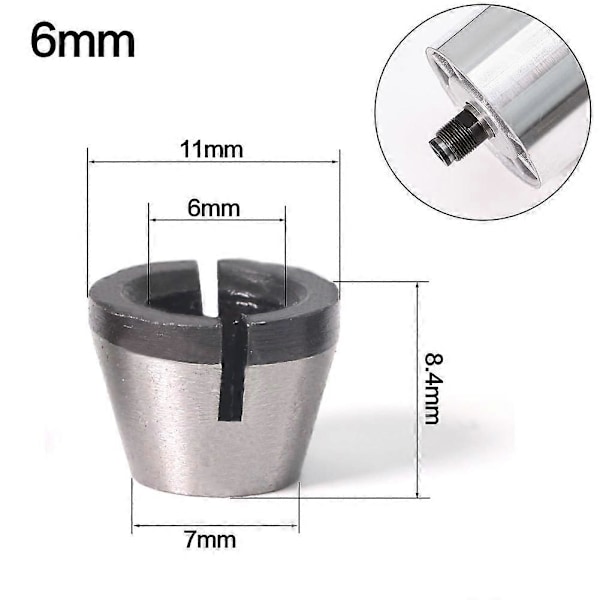 5 stk. Kollettchuckadapter Gravering Trimming Maskin Chucker Trimmer Elektrisk Router Bit Kolleter Freser 6mm 635mm 8mm