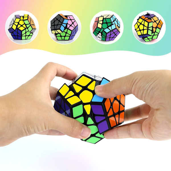 Megaminx-kuutio, Dodecahedron Speed Cube 3x3 Dodecahedron Cube Puzzle Cube Magic Speed Cube, Super Durable and Easy Turning (Mustat Tarrat) Black Stickers