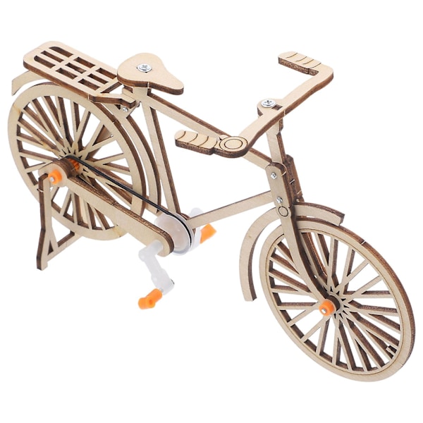 Selvmonteringsmodel af lille cykel i træ, vintage cykeldekoration, gør-det-selv mekanisk cykel