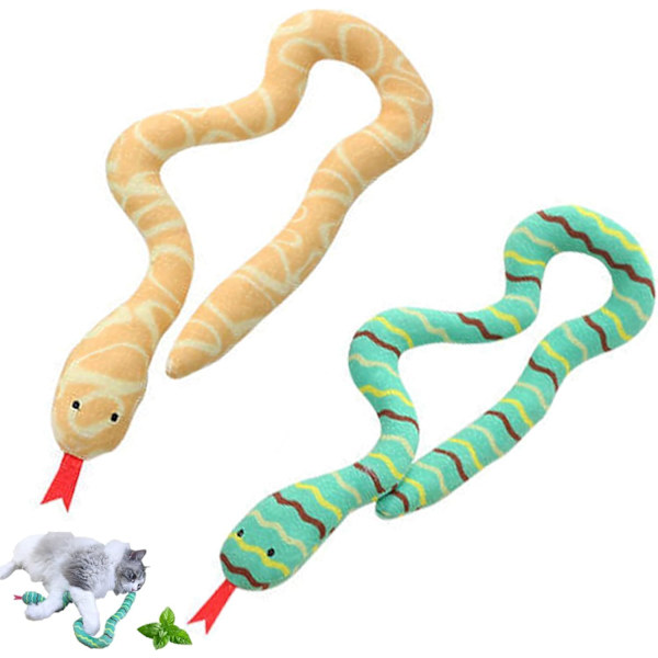 Katt Catnip Ormleksaker för Inomhuskatter, Ormleksak 2-pack för Kattungelekar och Tandrengöring, Interaktiv Färgglad Simuleringsleksak Snake